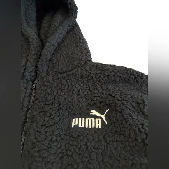 Puma Kids Vibe Check Faux Shearling Zip Hoodie Large NWT - Picture 6 of 12